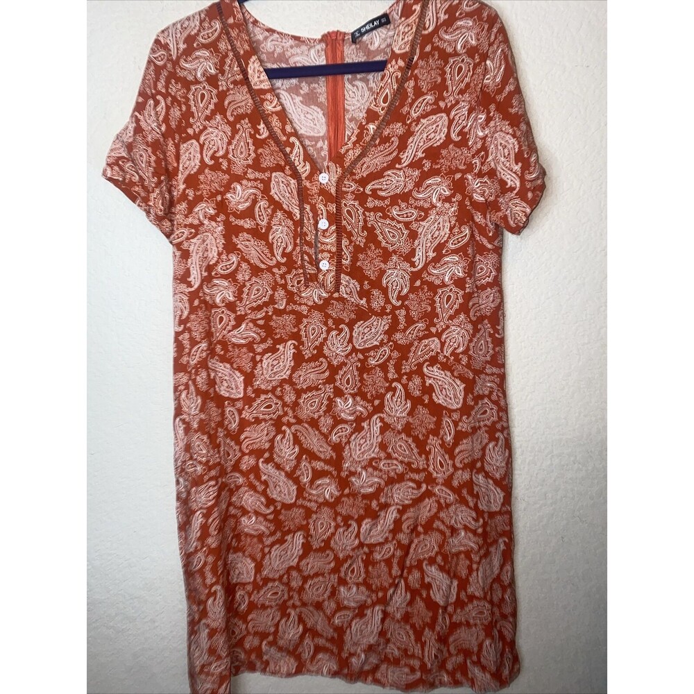 Sheilay Boho Paisley midi dress XL Floral Crochet hippie lagen cottage